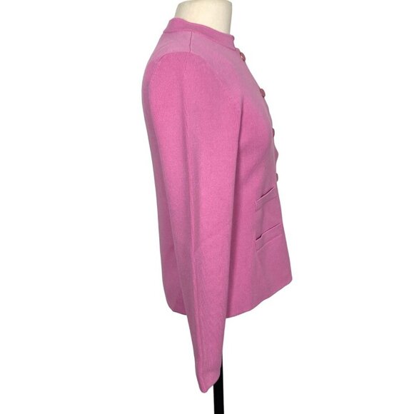 Talbots Pink Ponte Knit Jacket Womens Small Gold Rim Buttons Classic Preppy - Picture 6 of 8